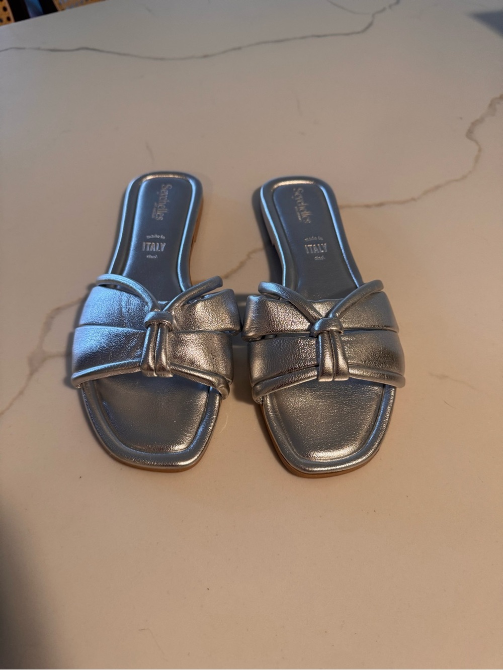 Seychelles Silver Knotted Slide Sandals